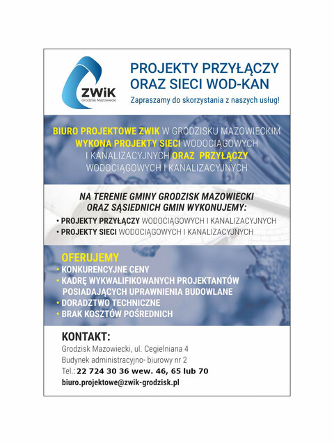 Projekty przyłączy oraz sieci WOD-KAN